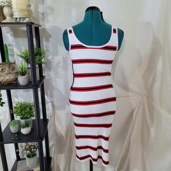 Tommy Hilfiger Striped Sleeveless Ribbed Dress with Snap Button Side - Size XXS - Picture 4 of 9